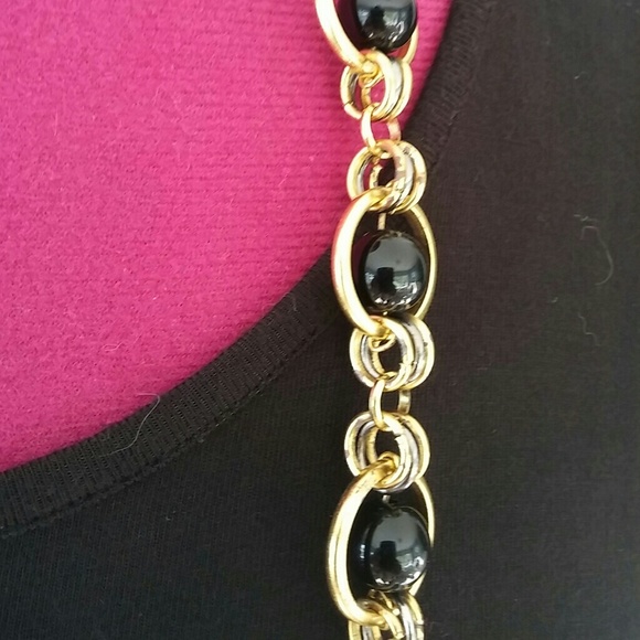 Coldwater Creek Necklace Gold & Black - Picture 3 of 5